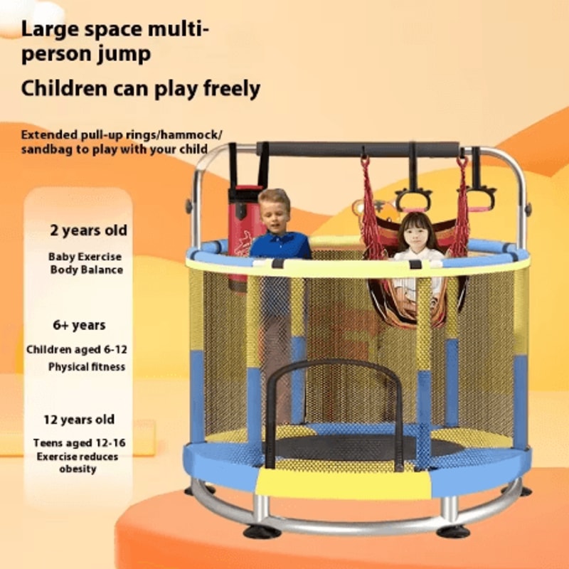 Childrens Indoor Trampoline Home Jumping Bed For Kids Ages 3 To 10 Fun Fitness Exercise Toy 26