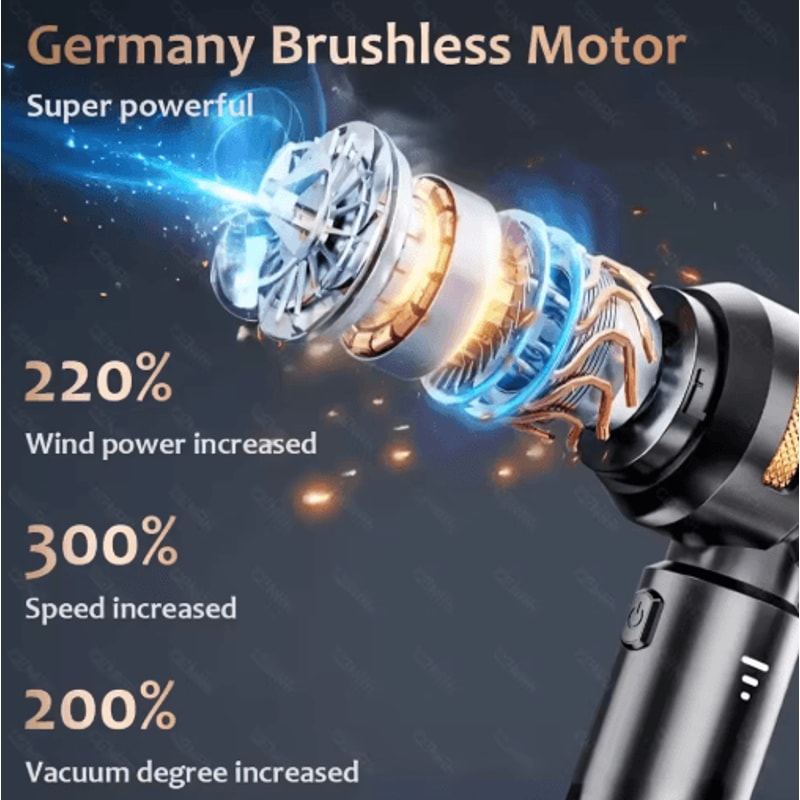 CENRR 998000PA Cordless Car Vacuum Cleaner Powerful Handheld Vacuum With Dust Display Lamp And Air 11