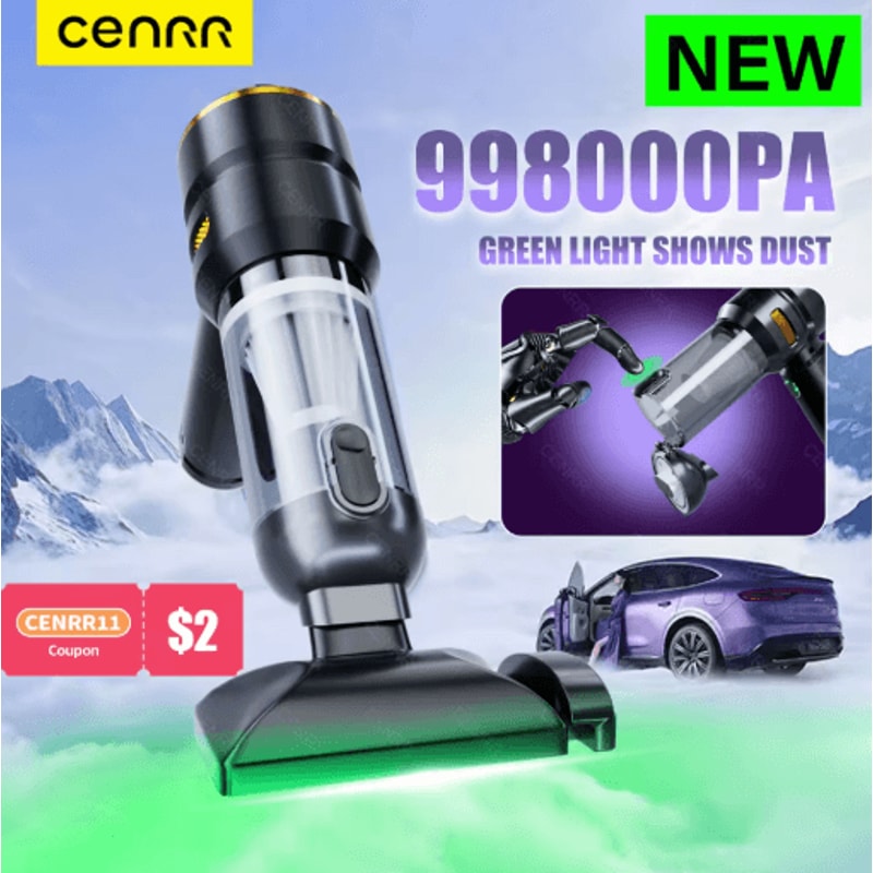 CENRR 998000PA Cordless Car Vacuum Cleaner Powerful Handheld Vacuum With Dust Display Lamp And Air 0
