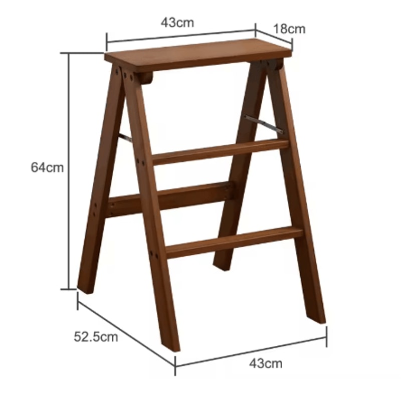 Solid Wood Folding Ladder Chair Thickened Wooden Step Stool And Folding Chair Natural Wood 1