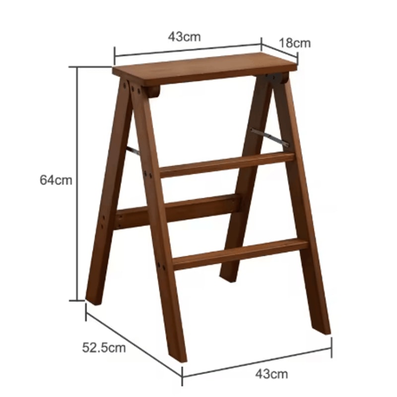 Solid Wood Folding Ladder Chair Thickened Wooden Step Stool And Folding Chair Natural Wood 5