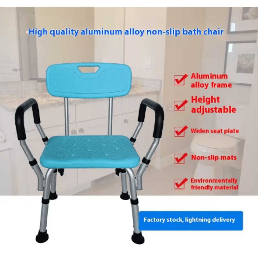 Heavy Duty Shower Chair With Arms And Back Height Adjustable Safety Bath Seat For Inside Shower And 4