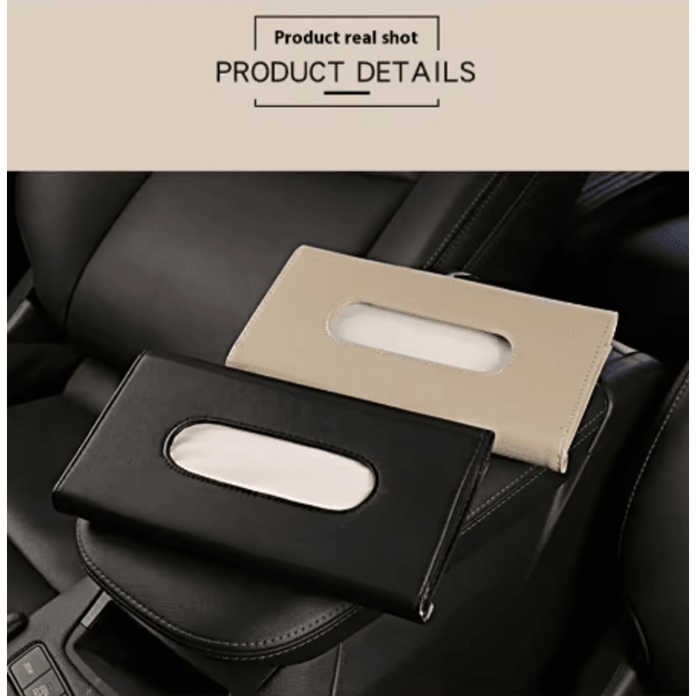 Soft Leather Car Tissue Box Sun Visor Hanging Tissue And Napkin Holder Organizer 0