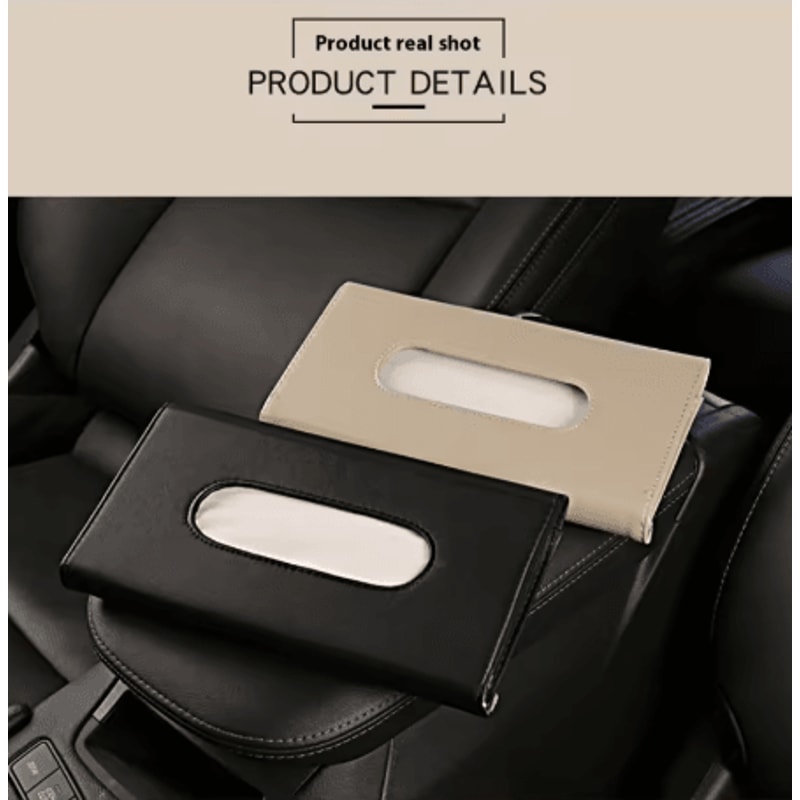 Soft Leather Car Tissue Box Sun Visor Hanging Tissue And Napkin Holder Organizer 0