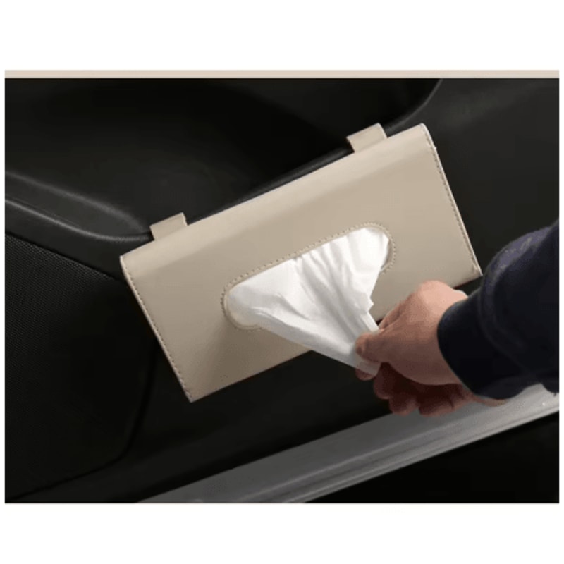 Soft Leather Car Tissue Box Sun Visor Hanging Tissue And Napkin Holder Organizer 1
