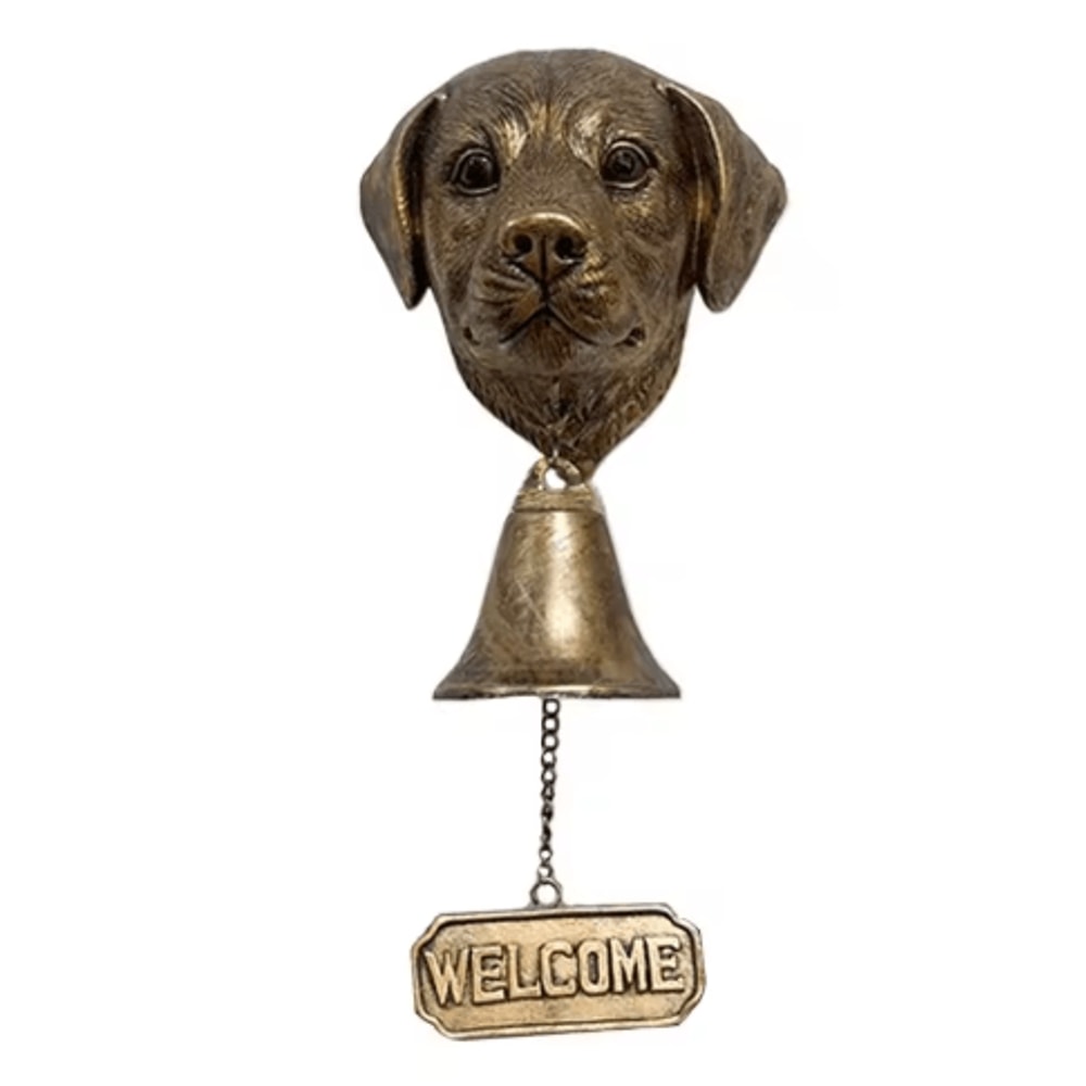 Dog Theme Welcome Doorbell 3D Funny Bulldog Head Cast Iron Resin Hanging Bell 1