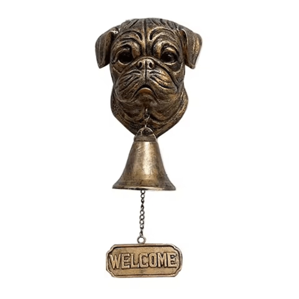 Dog Theme Welcome Doorbell 3D Funny Bulldog Head Cast Iron Resin Hanging Bell 11