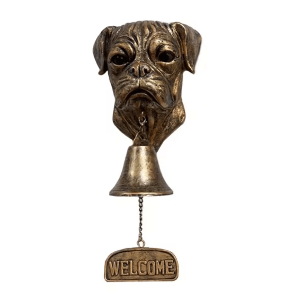 Dog Theme Welcome Doorbell 3D Funny Bulldog Head Cast Iron Resin Hanging Bell 12
