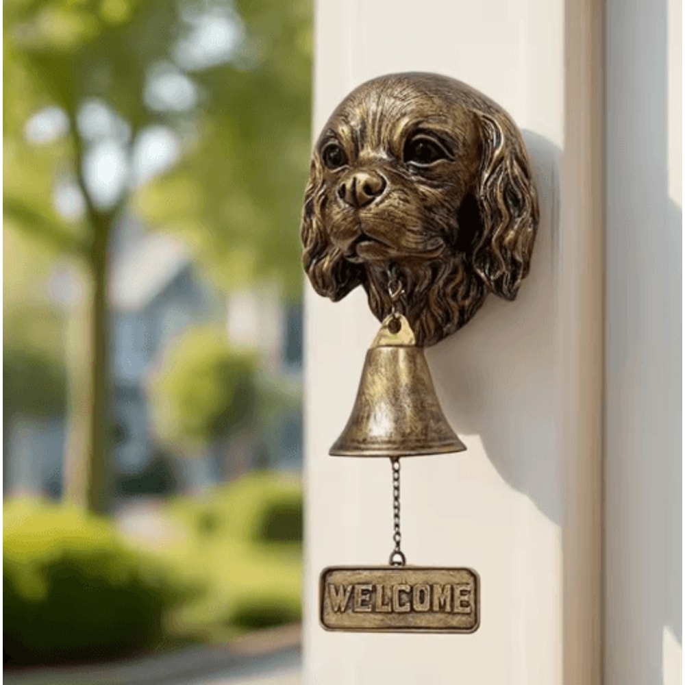 Dog Theme Welcome Doorbell 3D Funny Bulldog Head Cast Iron Resin Hanging Bell 15