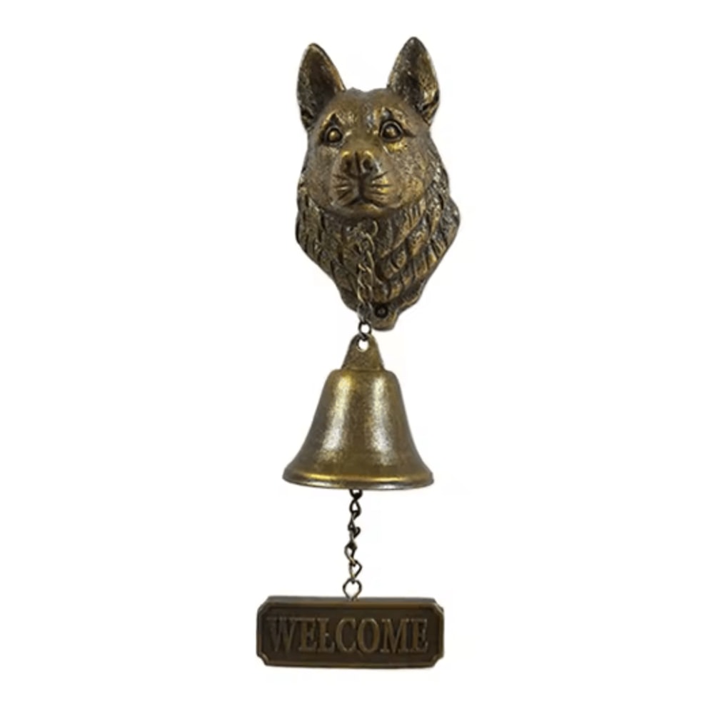 Dog Theme Welcome Doorbell 3D Funny Bulldog Head Cast Iron Resin Hanging Bell 3