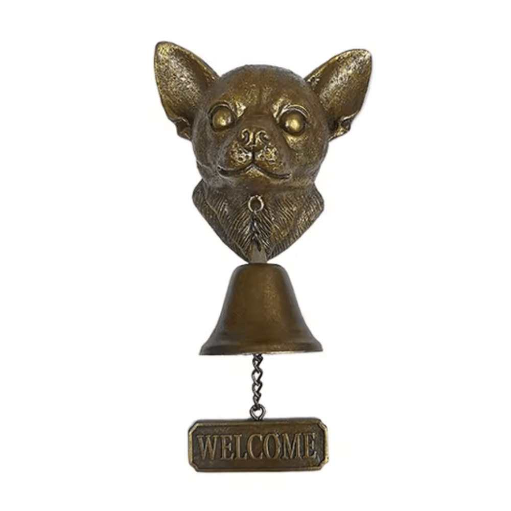 Dog Theme Welcome Doorbell 3D Funny Bulldog Head Cast Iron Resin Hanging Bell 4