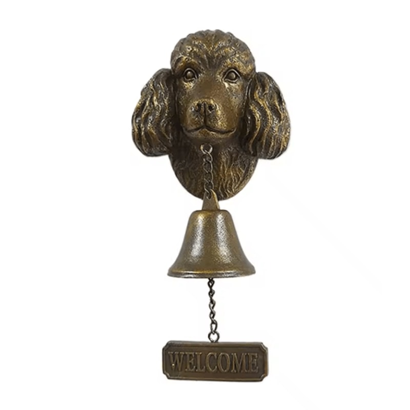 Dog Theme Welcome Doorbell 3D Funny Bulldog Head Cast Iron Resin Hanging Bell 5