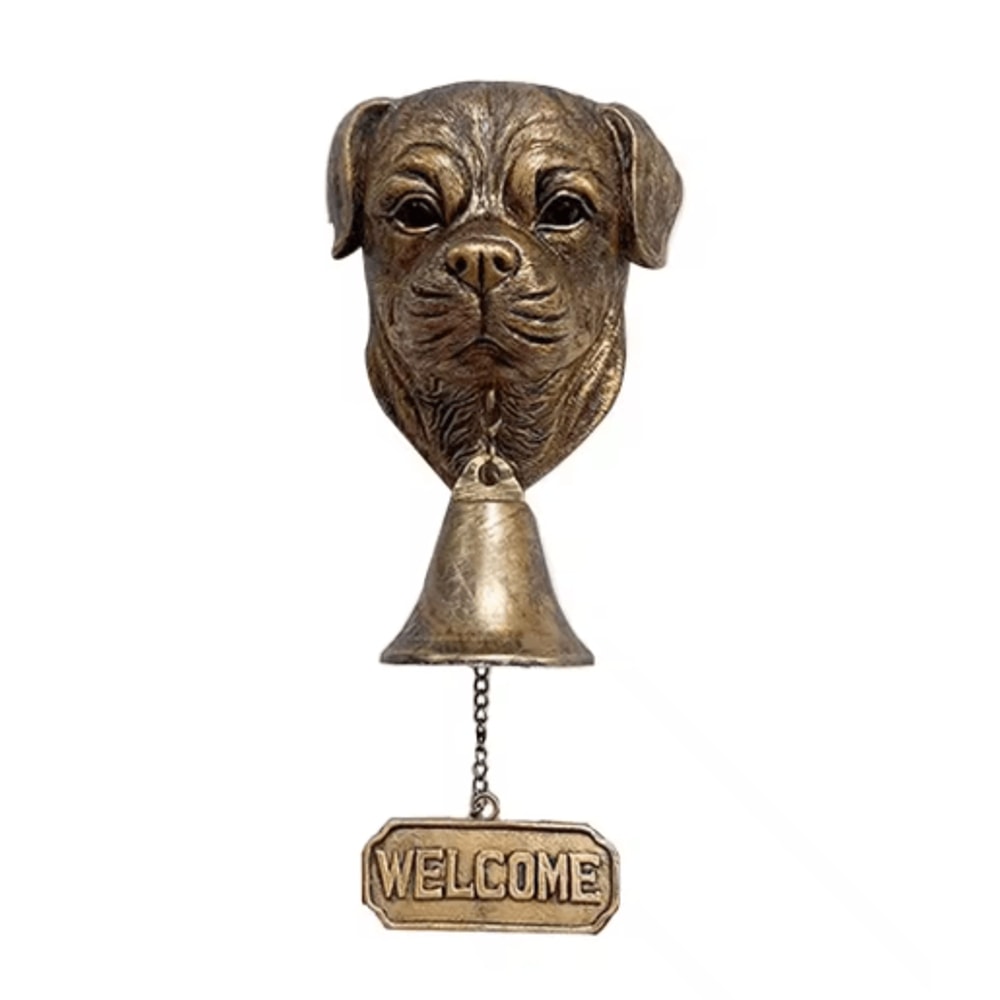 Dog Theme Welcome Doorbell 3D Funny Bulldog Head Cast Iron Resin Hanging Bell 7