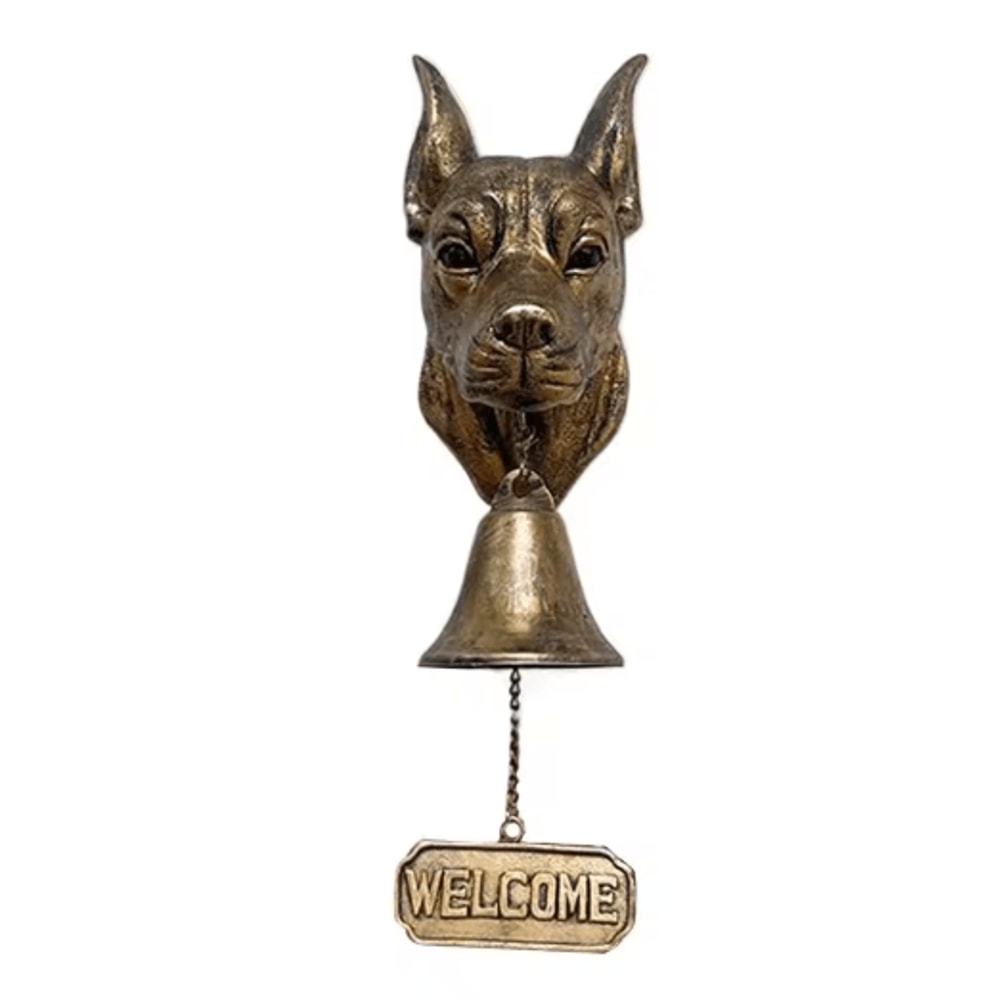 Dog Theme Welcome Doorbell 3D Funny Bulldog Head Cast Iron Resin Hanging Bell 8