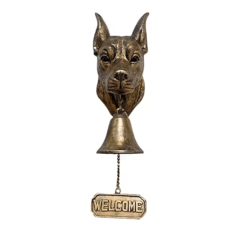 Dog Theme Welcome Doorbell 3D Funny Bulldog Head Cast Iron Resin Hanging Bell 8