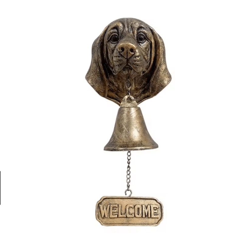 Dog Theme Welcome Doorbell 3D Funny Bulldog Head Cast Iron Resin Hanging Bell 19