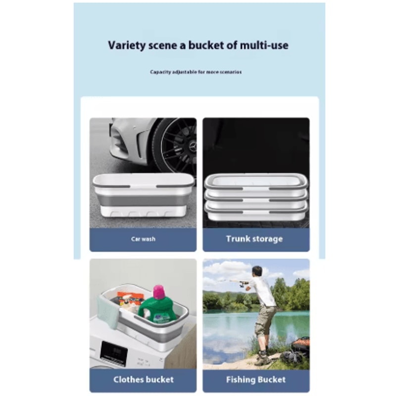 Portable Folding Silicone Bucket Large Rectangular Mop And Car Wash Water Bucket 2