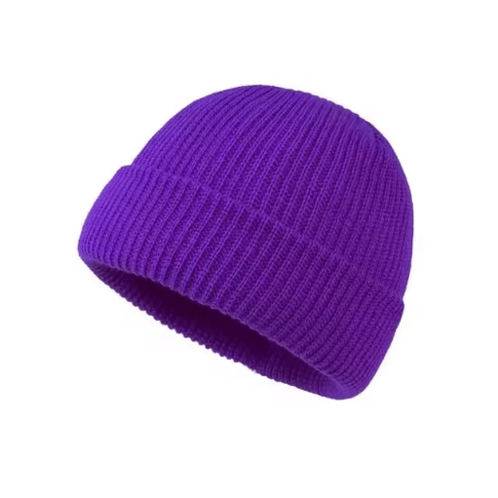Unisex Solid Color Knitted Wool Beanie Hip Hop Melon Skin Hat For Autumn And Winter Warmth 10