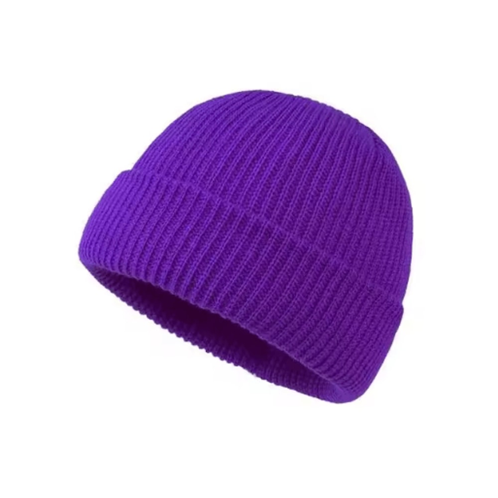 Unisex Solid Color Knitted Wool Beanie Hip Hop Melon Skin Hat For Autumn And Winter Warmth 7