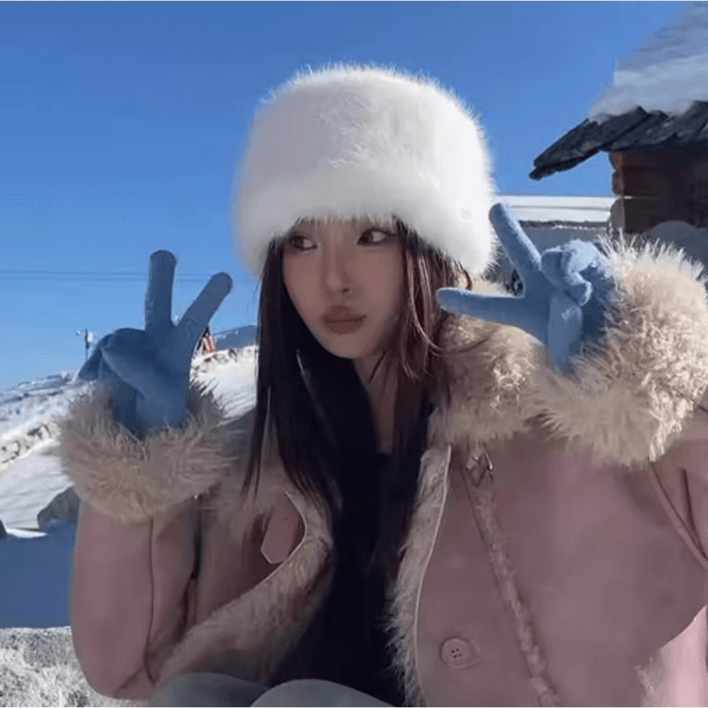 Womens Furry Winter Hat Korean Style Thickened Mongolian Faux Fur Hat For Autumn And Winter 14
