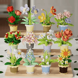 diy eternal flower building blocks – creative assembling toy for kids & decorative gifts