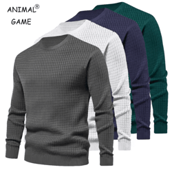 mens crew neck sweatshirt solid color spring jogging and outdoor sweatwear
