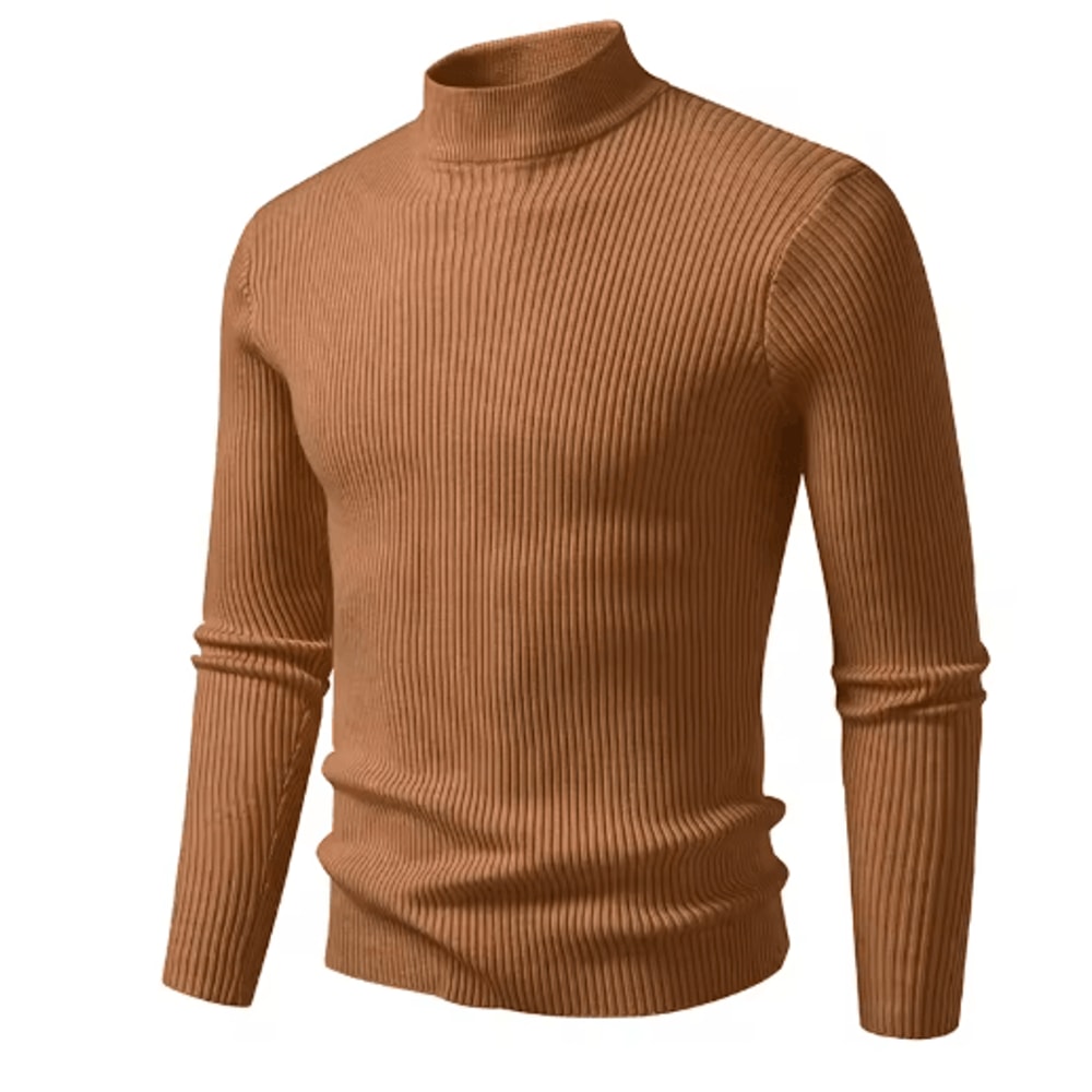 Mens Mock Neck Pullover Sweater High Neck Long Sleeve Winter Casual Knit 1