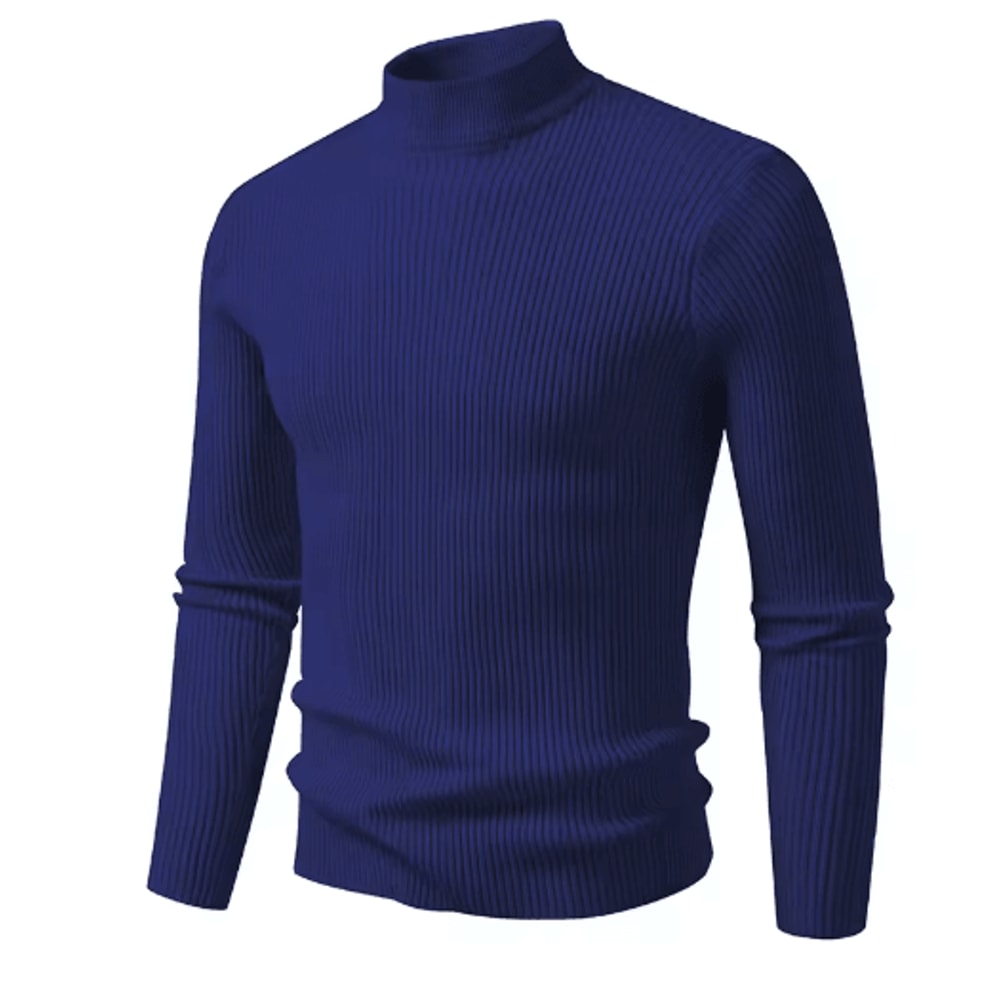 Mens Mock Neck Pullover Sweater High Neck Long Sleeve Winter Casual Knit 3