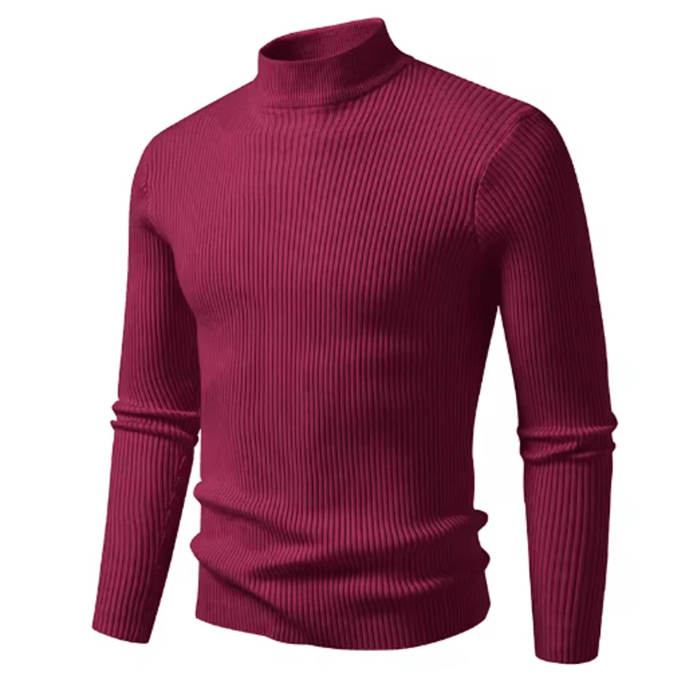 Mens Mock Neck Pullover Sweater High Neck Long Sleeve Winter Casual Knit 4