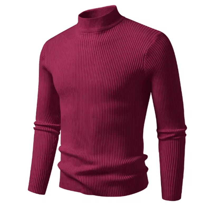 Mens Mock Neck Pullover Sweater High Neck Long Sleeve Winter Casual Knit 4