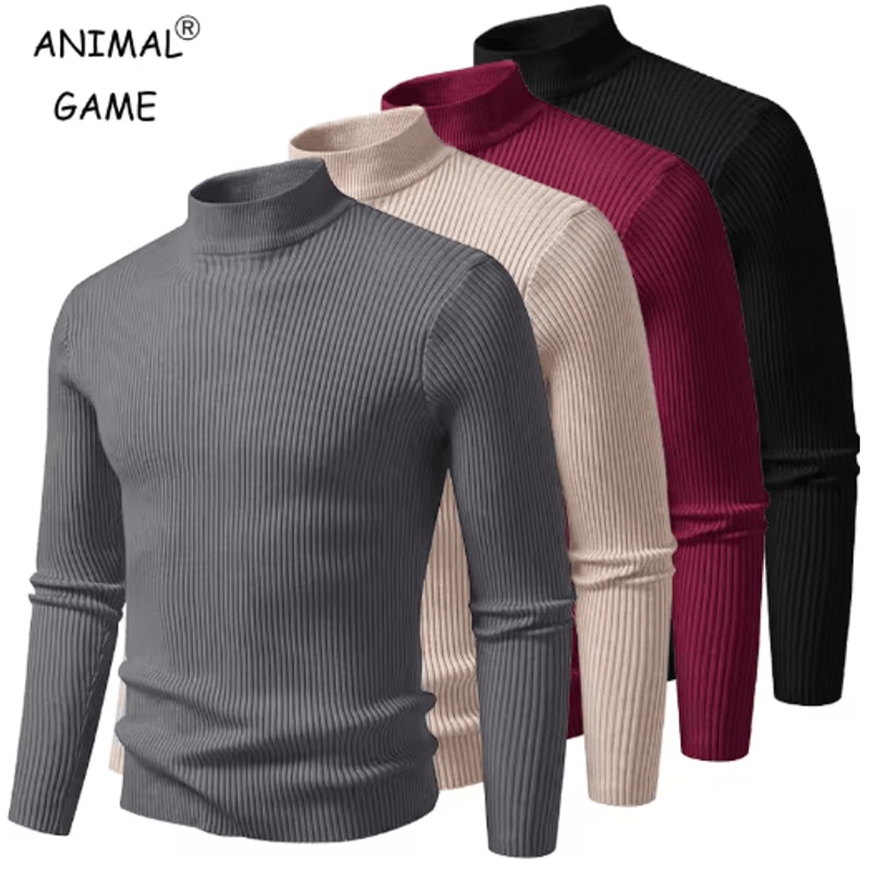 Mens Mock Neck Pullover Sweater High Neck Long Sleeve Winter Casual Knit 0