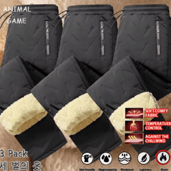 3 pack mens winter fleece pants waterproof windproof lambswool thermal trousers