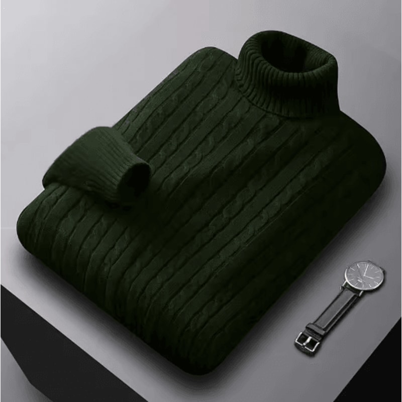 Mens Autumn Turtleneck Knitted Sweater Lightweight Twist Pullover For Winter Streetwear 1