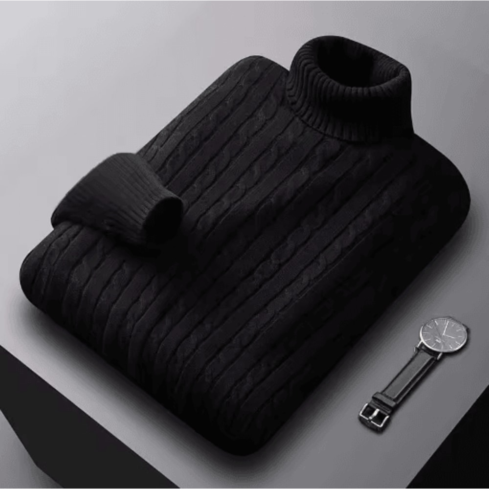 Mens Autumn Turtleneck Knitted Sweater Lightweight Twist Pullover For Winter Streetwear 2