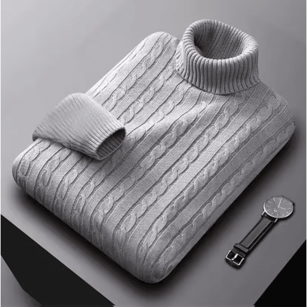 Mens Autumn Turtleneck Knitted Sweater Lightweight Twist Pullover For Winter Streetwear 5