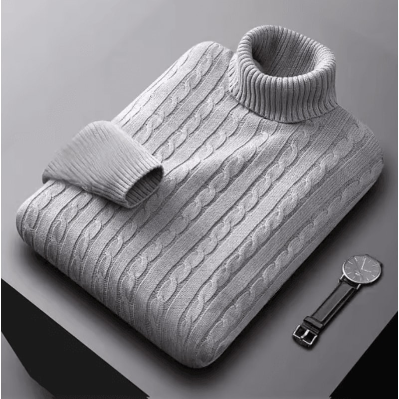 Mens Autumn Turtleneck Knitted Sweater Lightweight Twist Pullover For Winter Streetwear 5