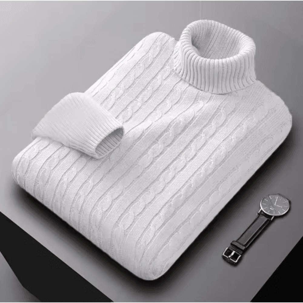 Mens Autumn Turtleneck Knitted Sweater Lightweight Twist Pullover For Winter Streetwear 0