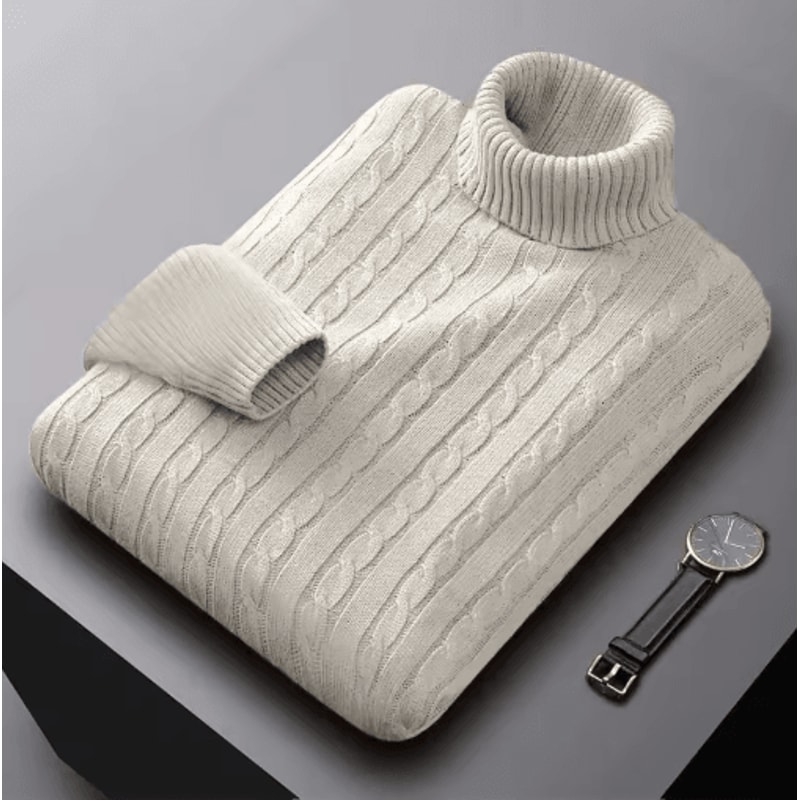 Mens Autumn Turtleneck Knitted Sweater Lightweight Twist Pullover For Winter Streetwear 6