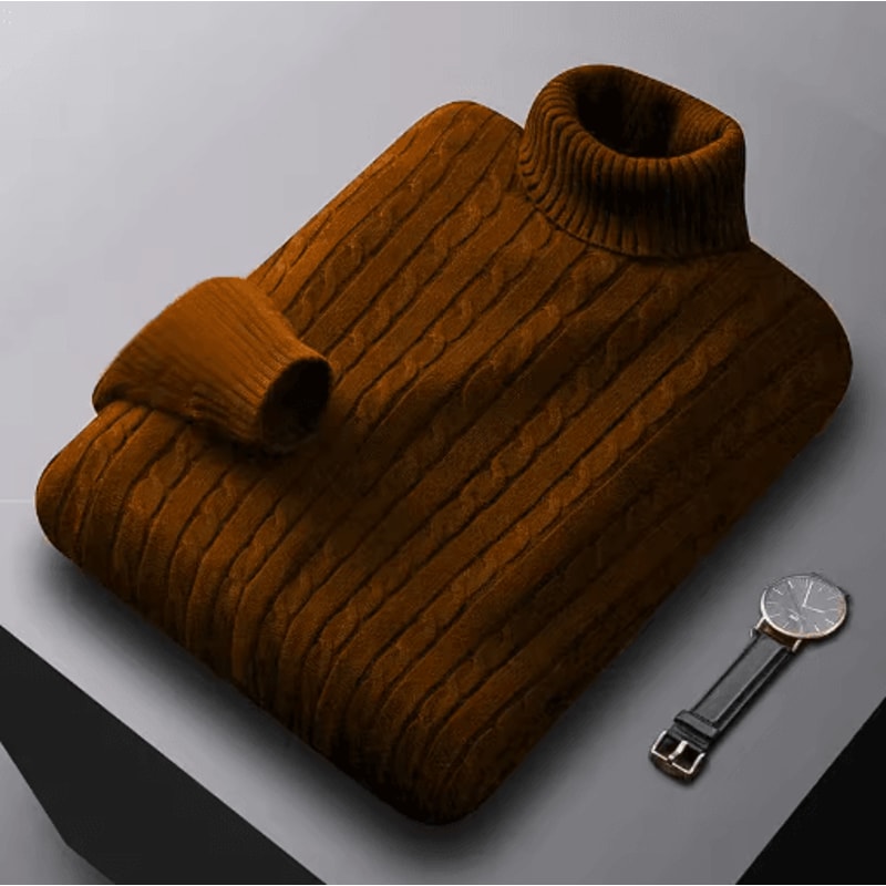 Mens Autumn Turtleneck Knitted Sweater Lightweight Twist Pullover For Winter Streetwear 7