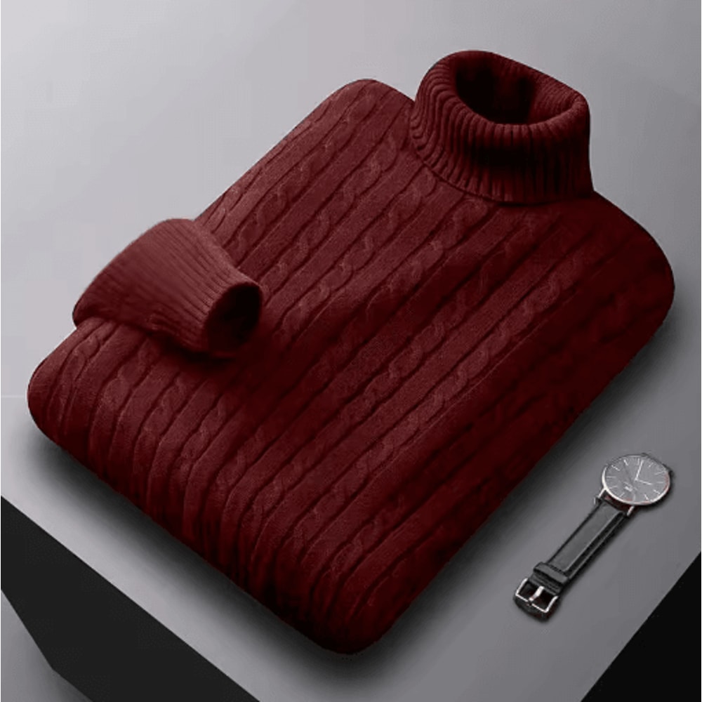 Mens Autumn Turtleneck Knitted Sweater Lightweight Twist Pullover For Winter Streetwear 8