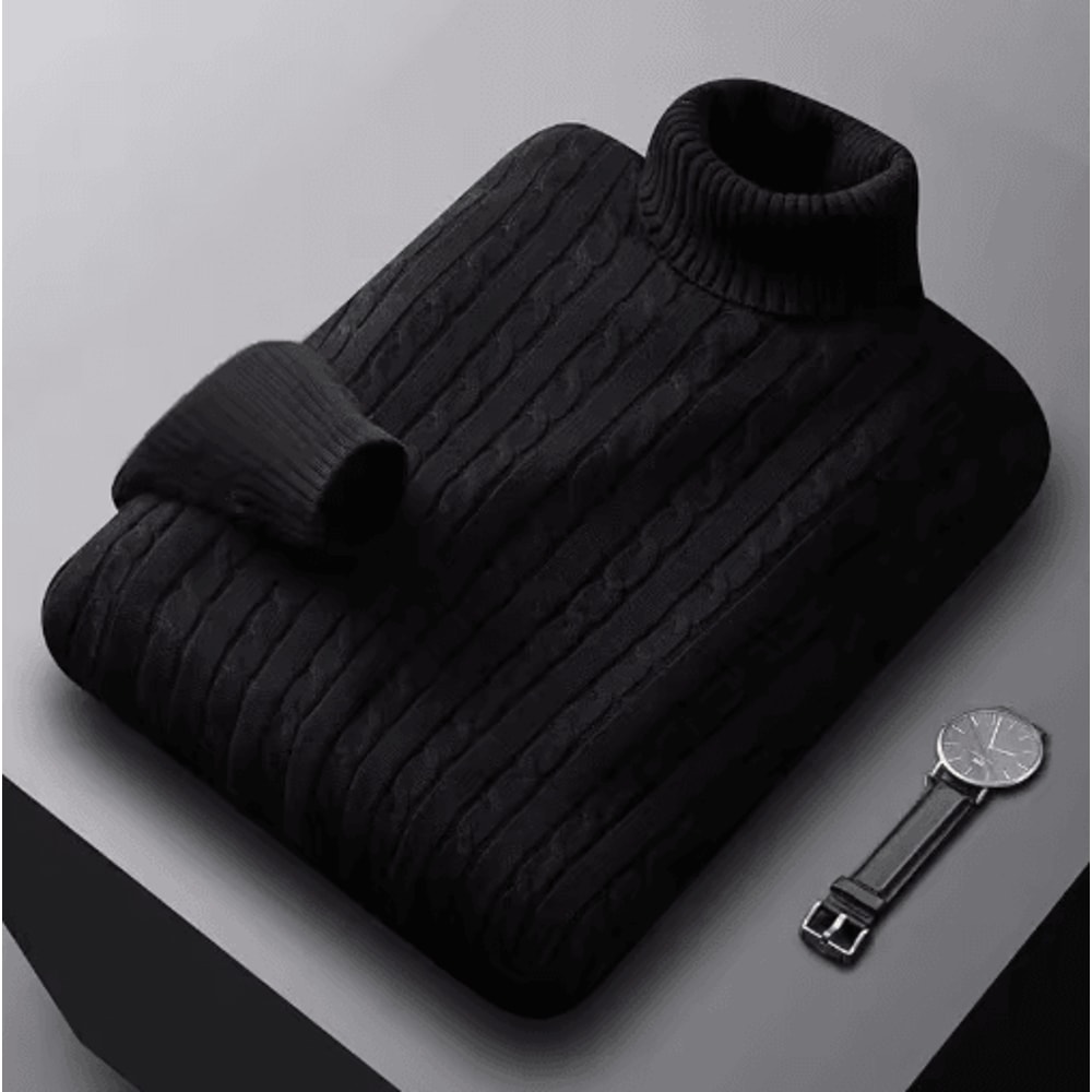 Mens Autumn Turtleneck Knitted Sweater Lightweight Twist Pullover For Winter Streetwear 9
