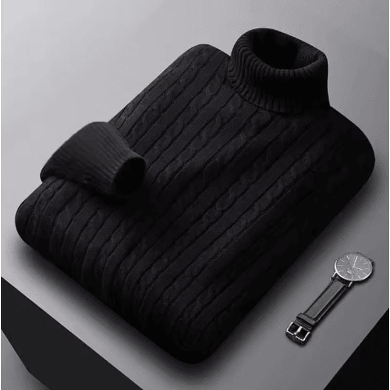 Mens Autumn Turtleneck Knitted Sweater Lightweight Twist Pullover For Winter Streetwear 9