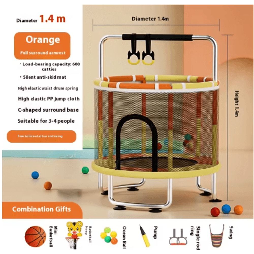 Childrens Indoor Trampoline Household Baby Bouncing Bed With Safety Band For Fun Exercise 9