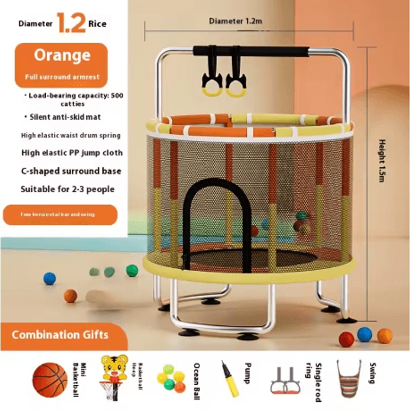 Childrens Indoor Trampoline Household Baby Bouncing Bed With Safety Band For Fun Exercise 11