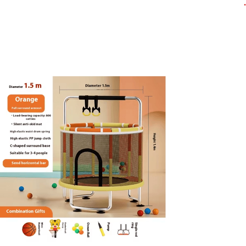 Childrens Indoor Trampoline Household Baby Bouncing Bed With Safety Band For Fun Exercise 15