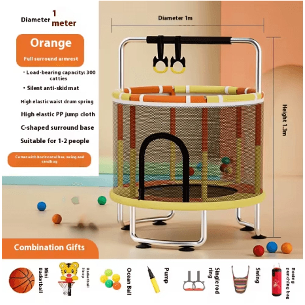 Childrens Indoor Trampoline Household Baby Bouncing Bed With Safety Band For Fun Exercise 5