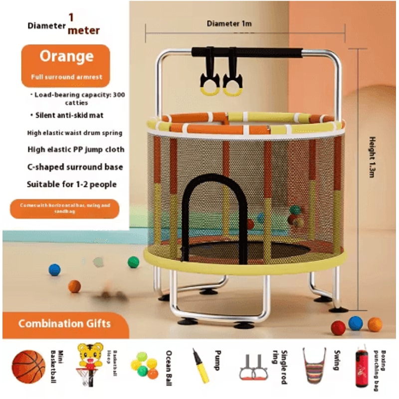 Childrens Indoor Trampoline Household Baby Bouncing Bed With Safety Band For Fun Exercise 5