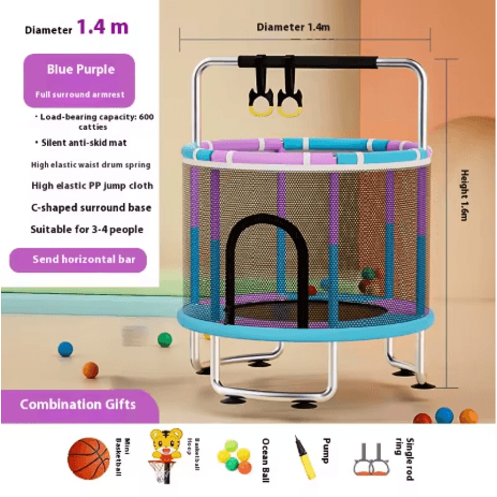 Childrens Indoor Trampoline Household Baby Bouncing Bed With Safety Band For Fun Exercise 16