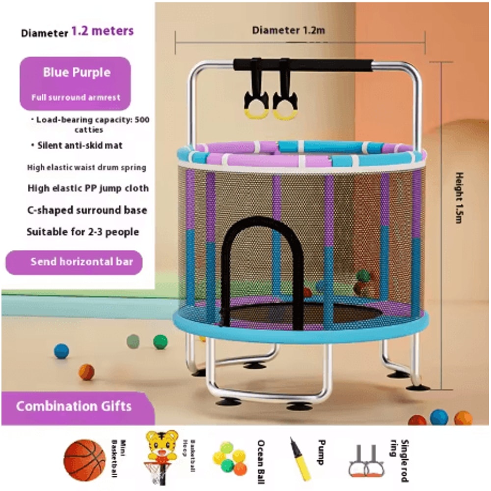 Childrens Indoor Trampoline Household Baby Bouncing Bed With Safety Band For Fun Exercise 18