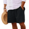 Mens Summer Linen Cotton Shorts Lightweight Breathable Gym And Beach Fitness Shorts 3